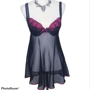 Fantasies sexy baby doll black top. S